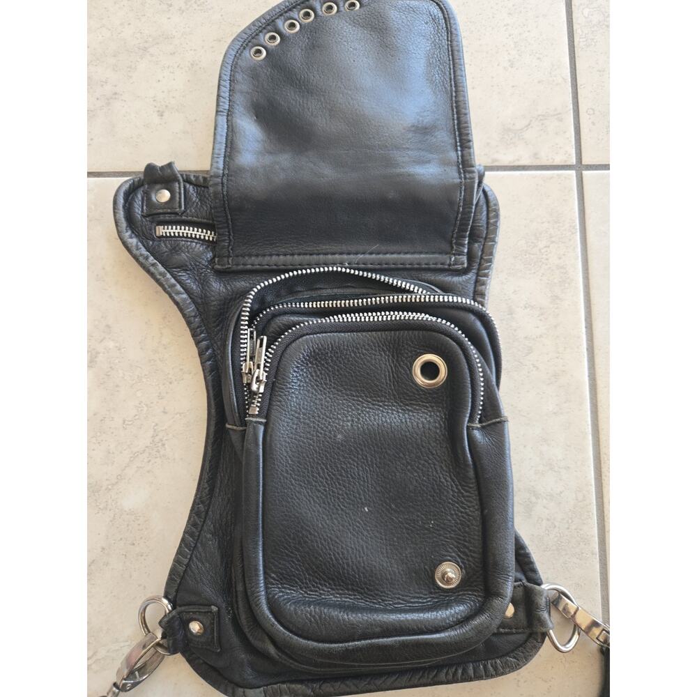 Steampunk Waist Bag Leather Motorcycle Waist Shoulder Bag Satchels Leg Hip Pack - Picture 3 of 7